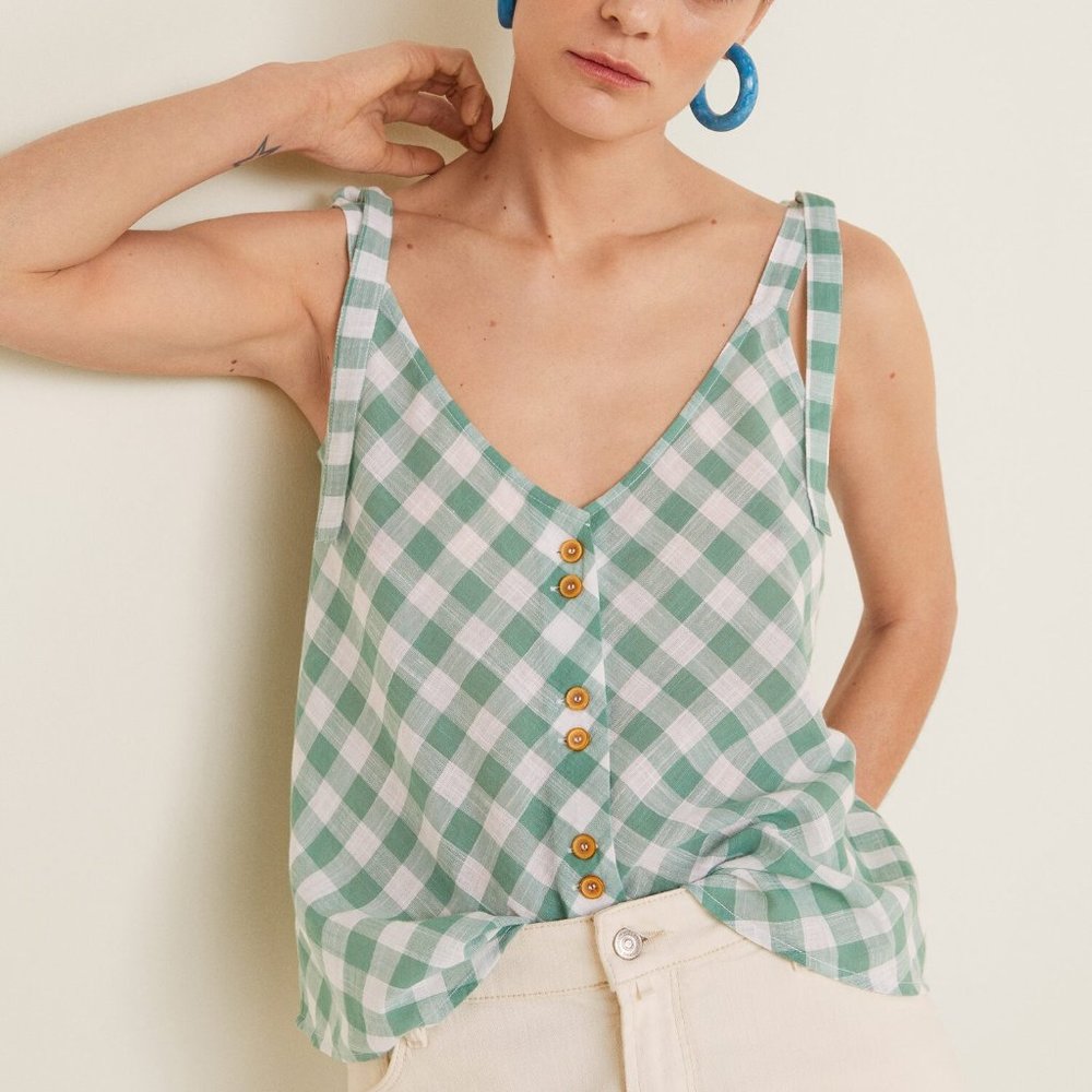 NWT Mango Bows buttoned top